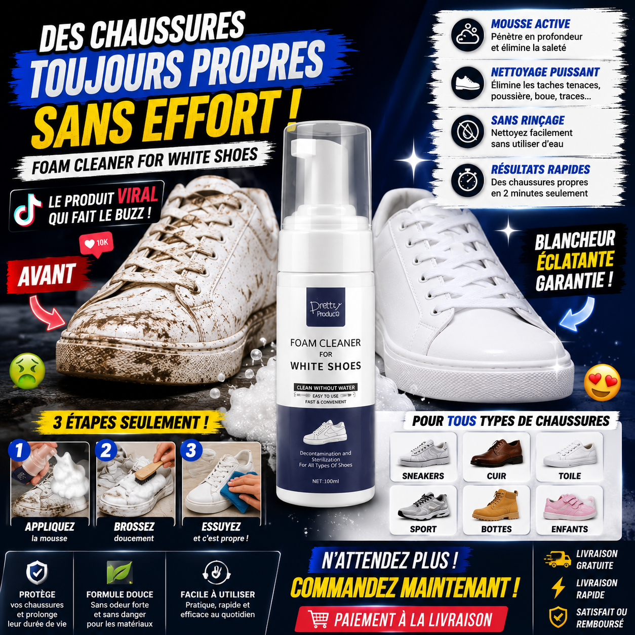 nettoyant mousse pour chaussures sans eau CIV